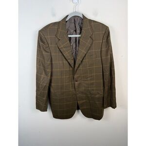 Kiton Napoli 100% Cashmere Plaid Blazer Brown Tan 40 US 50 EU Sport Coat Italy